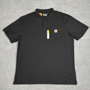 Carhartt Black Polo Pocket Shirt Men XL Tall Loose Fit Work Stain Breaker K570